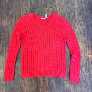 Vintage Y2K 100% Cotton Cherokee Vibrant Red Cable Knit Sweater